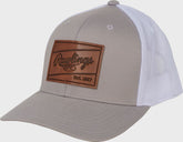 Rawlings Leather Patch Snapback Hat, Gray