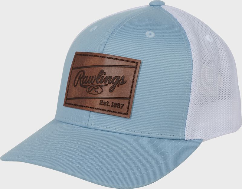 Rawlings Leather Patch Snapback Hat, Gray