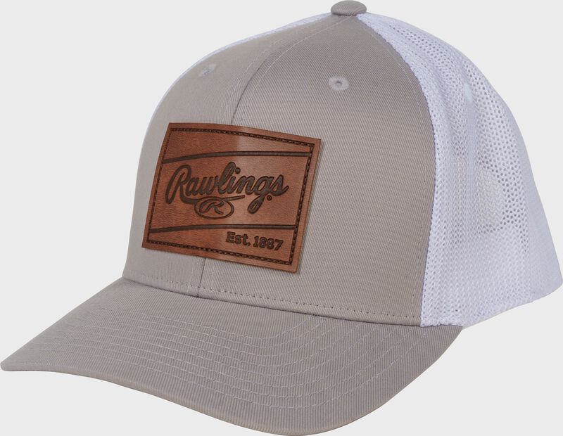 Rawlings Leather Patch Snapback Hat, Light Blue