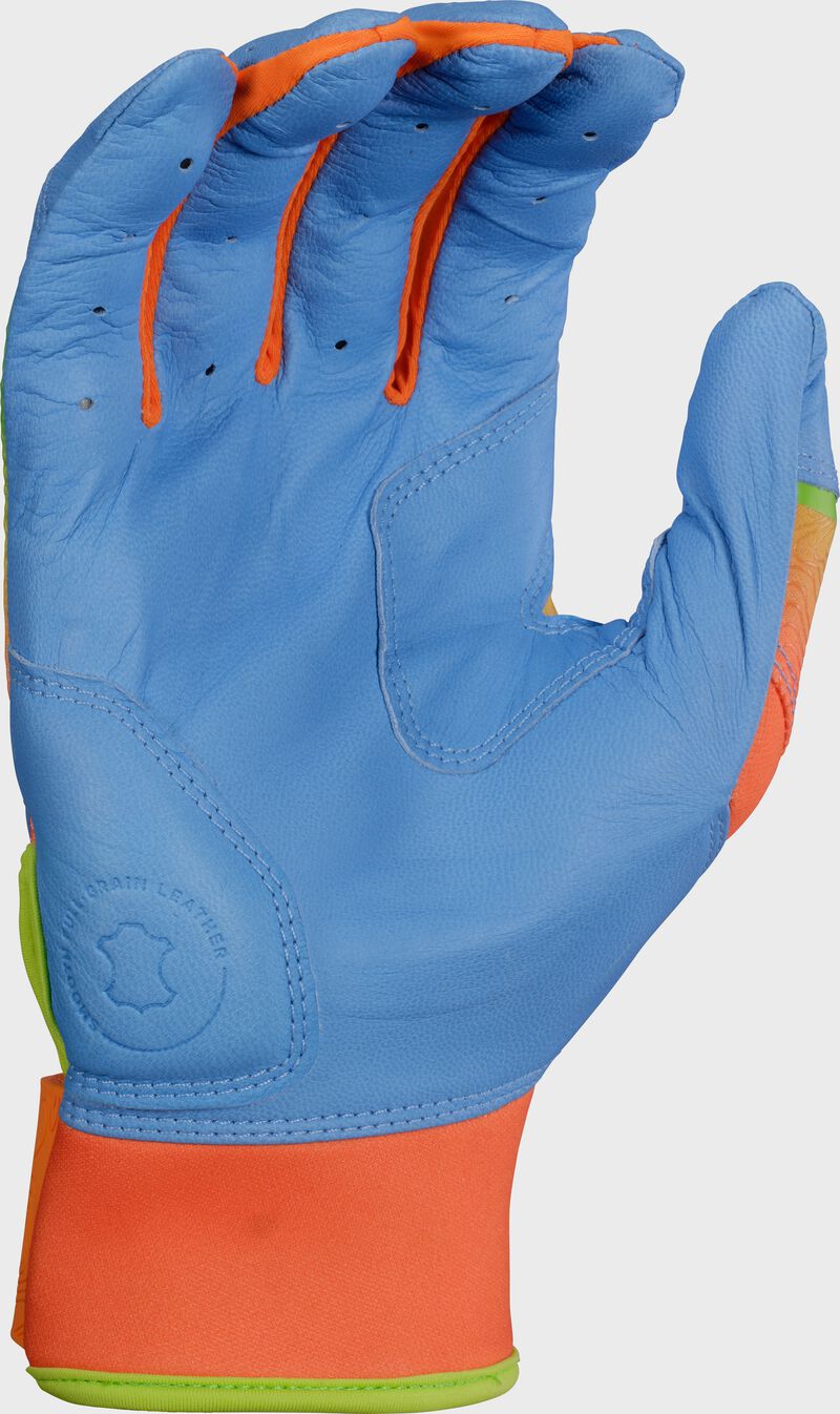 Rawlings Workhorse Columbia Blue/Orange Adult Fun Burst Batting Gloves