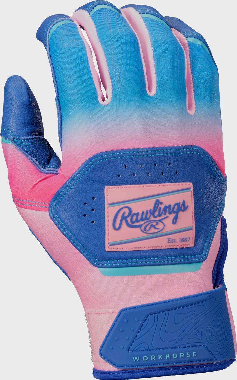 Rawlings Workhorse Royal/Pink Adult Fun Burst Batting Gloves